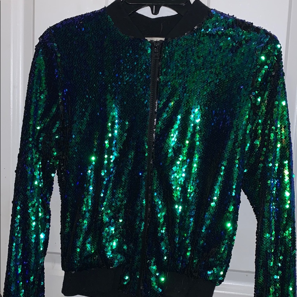 Charlotte Russe Sequin Zip-Up